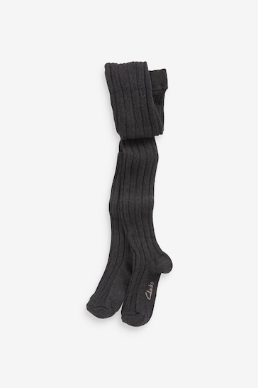 Clarks Grey Ribbed Tights 2 Pack