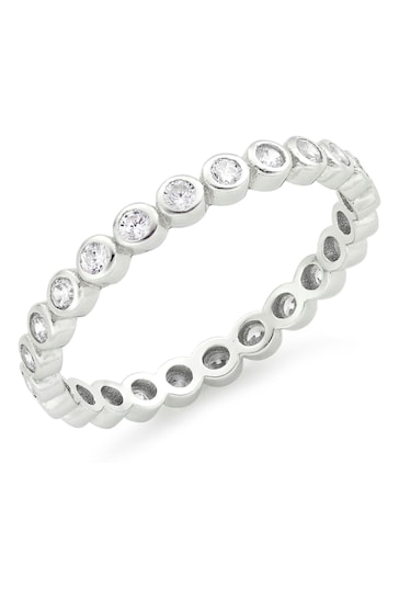 Beaverbrooks Sterling Silver Cubic Zirconia Bubble Stacking Ring