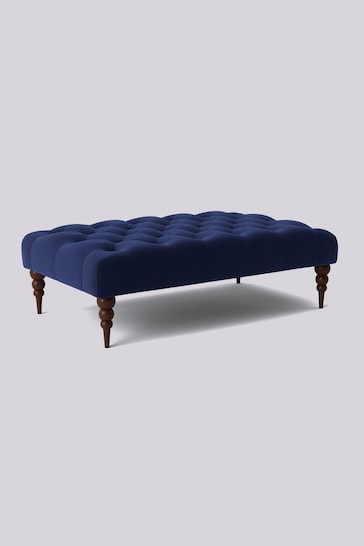 Swoon Easy Velvet Ink Blue Plymouth Rectangle Ottoman