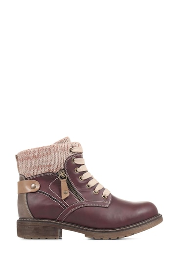 Pavers Brown Lace-Up Ankle Boots