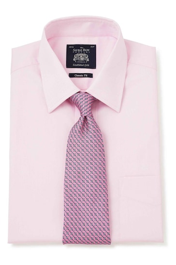 Pale Pink Fine Twill Classic Fit Shirt  Double Cuff