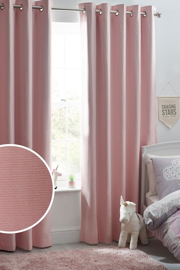 Pink Cotton Blackout/Thermal Eyelet Curtains