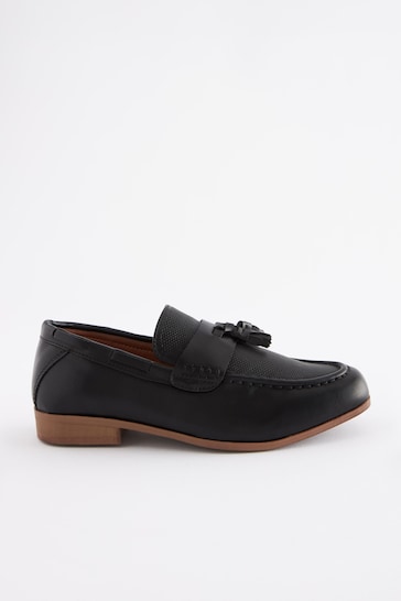 Black Tassel Wide Fit (G) Smart Tassel Detail Loafers