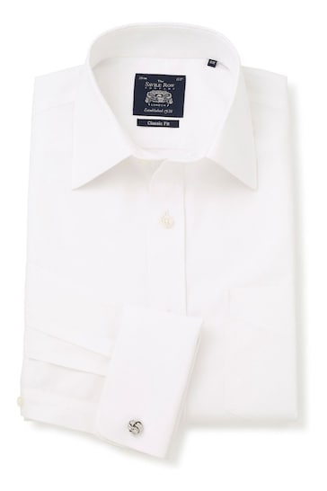 Savile Row Co White Classic Fit NonIron Double Cuff Shirt