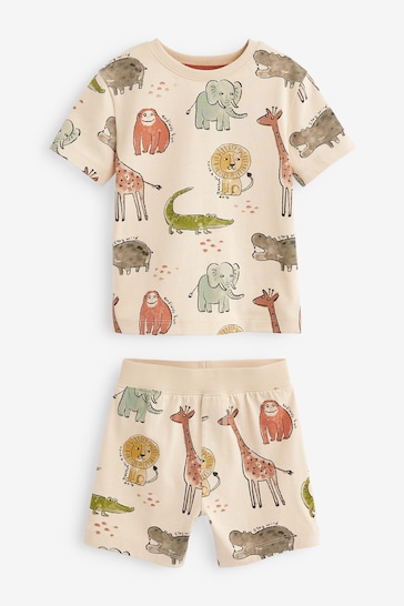 Rust/Ecru Animal Print 3 Pack Shorts Pyjamas (9mths-8yrs)