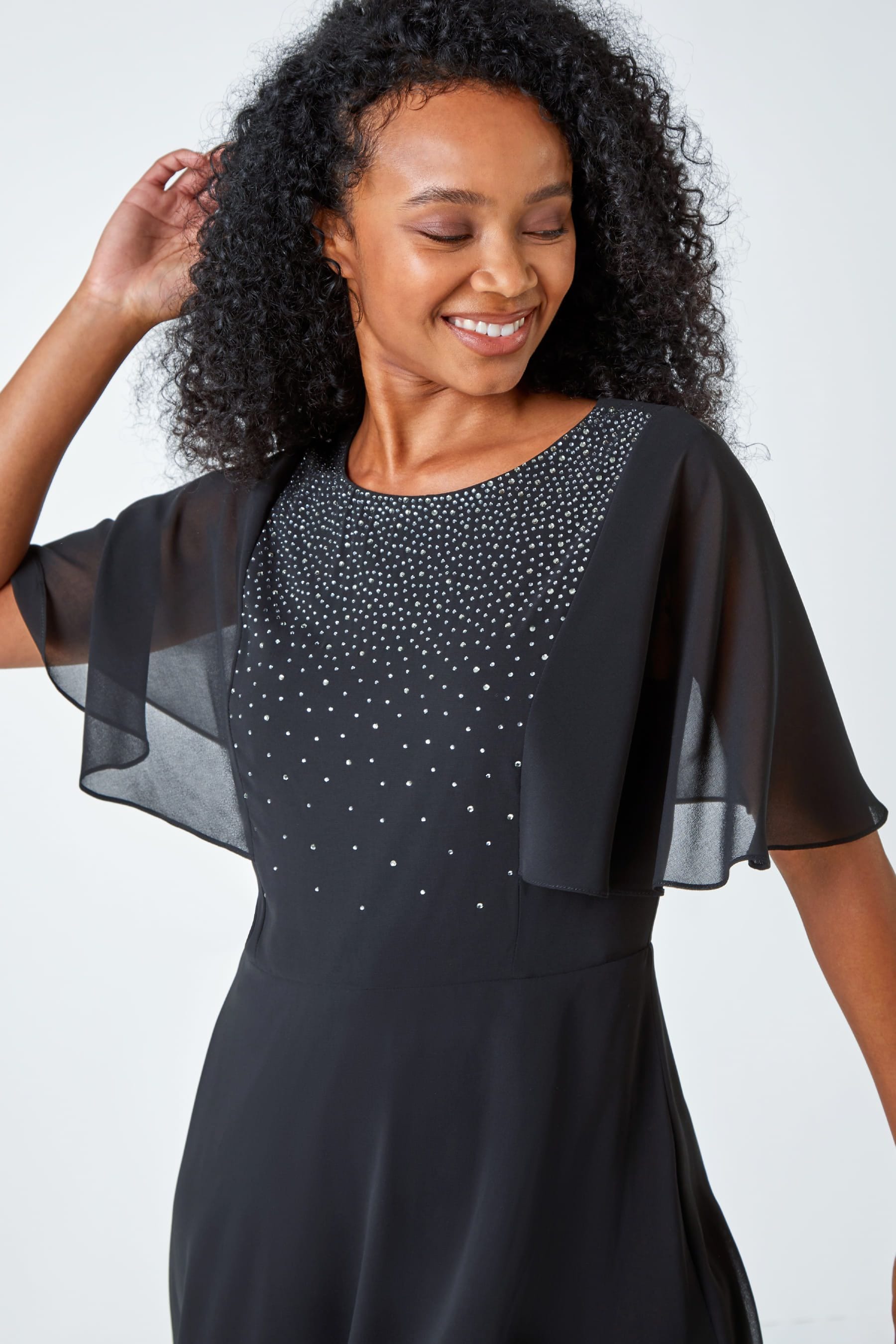 Black embellished skater skirt clearance