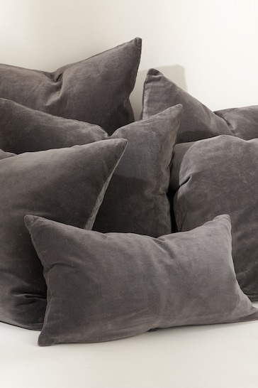 Truly Charcoal Grey Velvet Rectangle Cushion