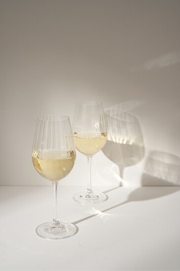Truly Set of 4 Clear Fluted Crystal White Wine Glasses
