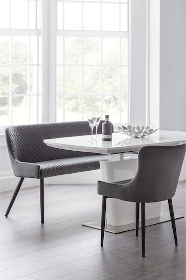 Julian Bowen Grey Como Extending Gloss 6 Seater Dining Table And Chair/Bench Set
