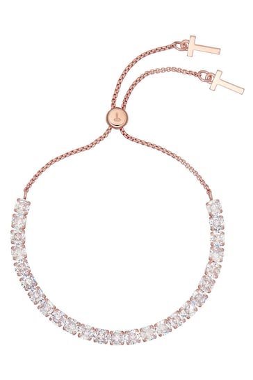 Ted Baker Rose Gold Tone MELRAH: Crystal Adjustable Tennis Bracelet For Women