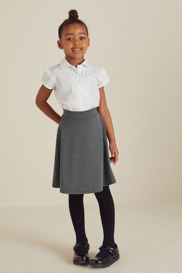 Longer Length Grey Jersey Stretch Pull-On School Skater Skirt (3-17yrs)