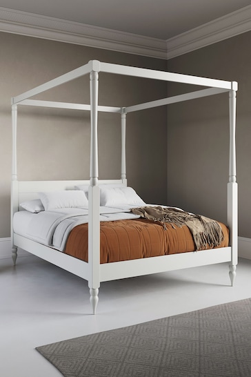 Get Laid Beds White Four Poster Country Turned Leg Bed