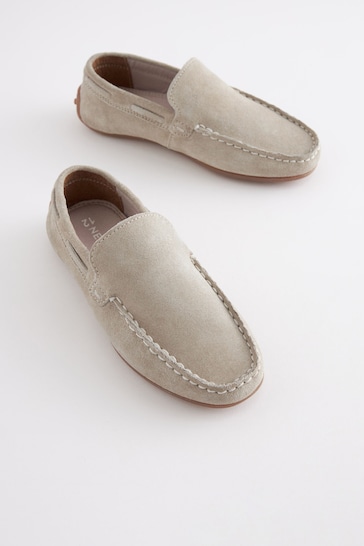 Stone Suede Loafers