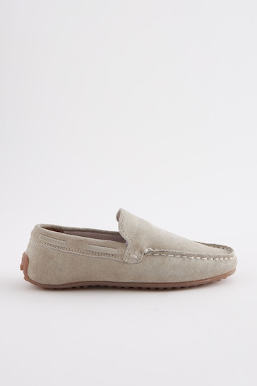 Stone Suede Loafers