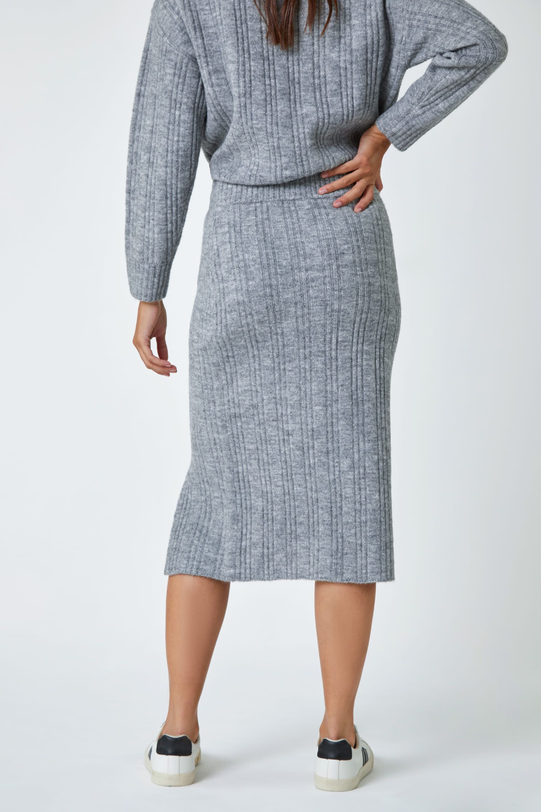 Buy Roman Grey Rib Knit Stretch Pencil Skirt from the Next UK