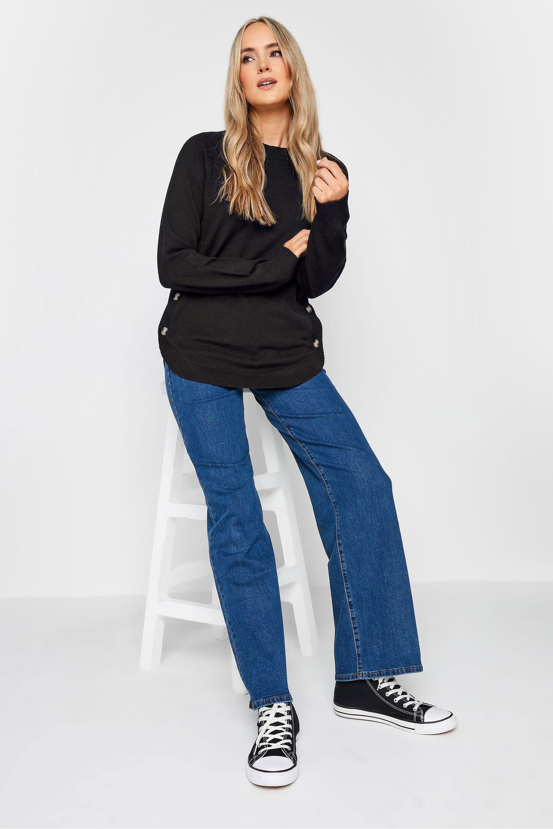 Long Tall Sally Black Button Side Jumper