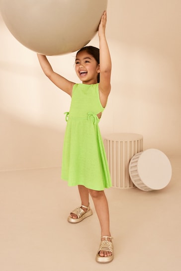 Bright Lime Green Textured Jersey Dress (3-16yrs)