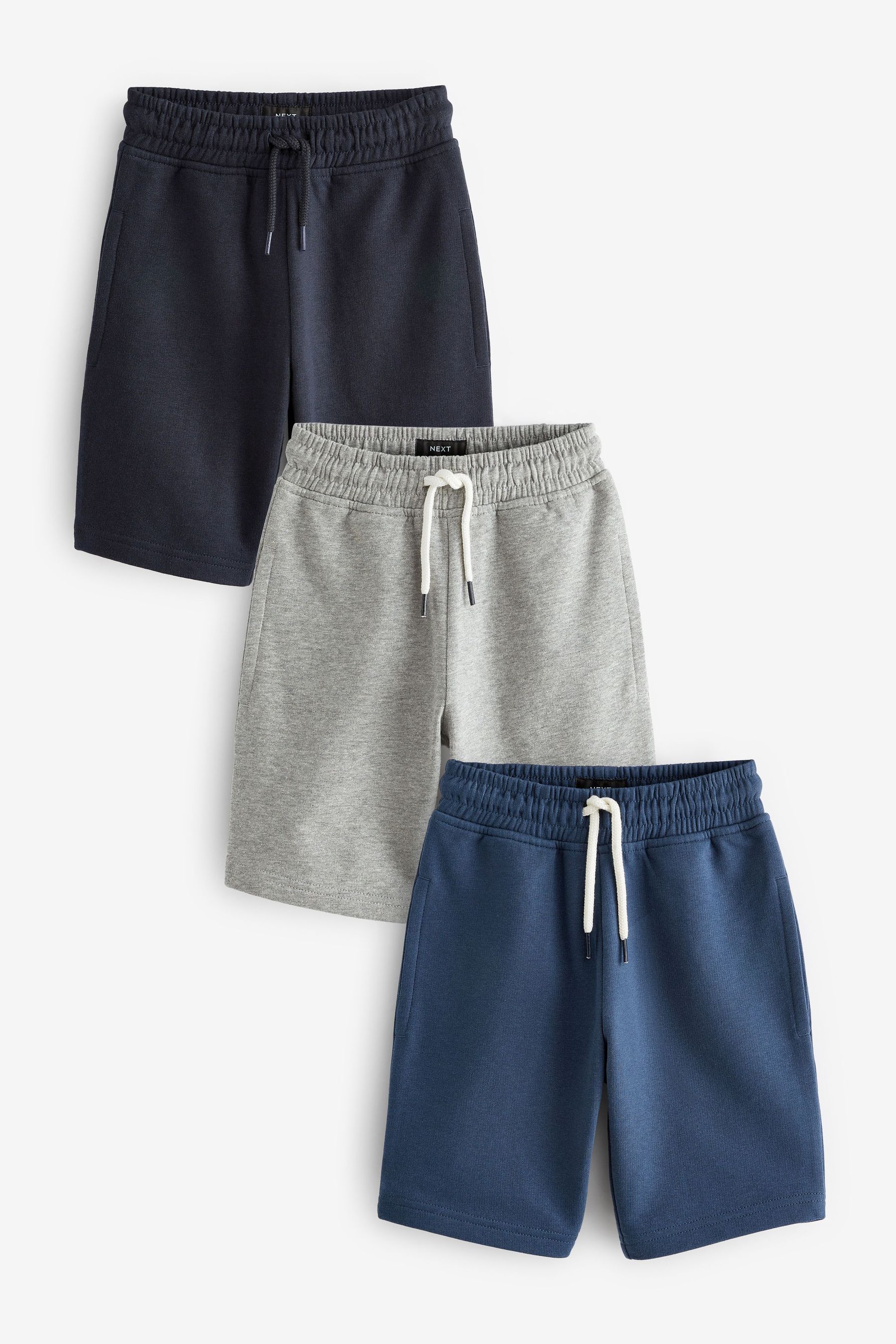 Buy Navy Grey Blue 3 Pack Basic Jersey Shorts 3 16yrs from the