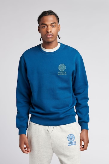 Franklin & Marshall Mens Blue Crest Crew Sweatshirt