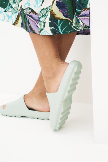 Mint Green Chunky Slider Sandals
