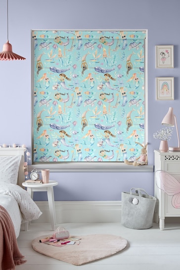 Voyage Aqua Blue Blackout Mermaids Party Made To Measure Roller Blind