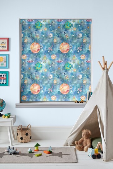 Voyage Sky Blue Blackout Out Of This World Made To Measure Roller Blind