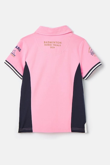Joules Official Badminton Pink & Navy Girls' Polo Shirt
