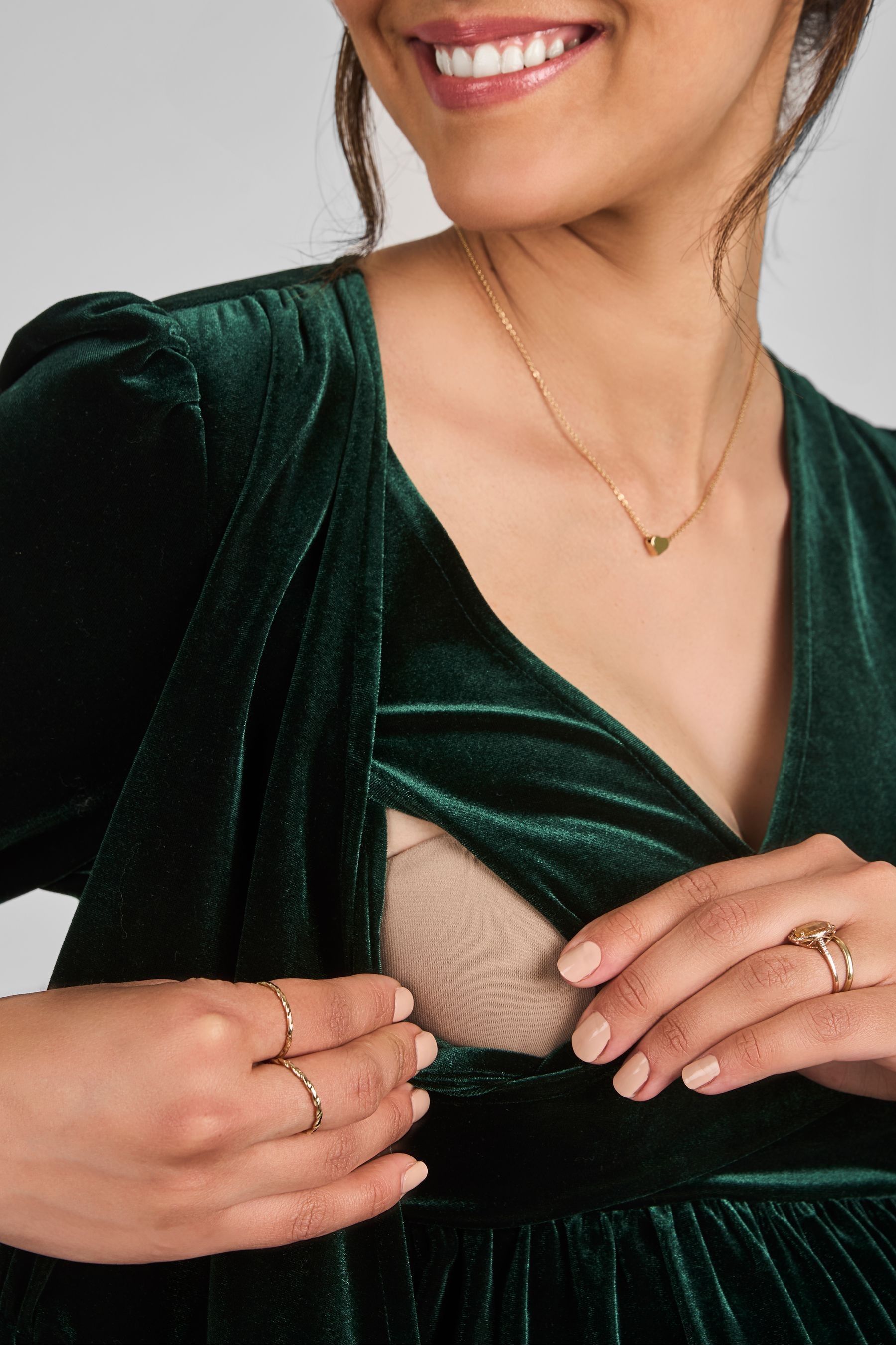 Buy JoJo Maman B b Green Velvet Maternity Nursing Wrap Dress