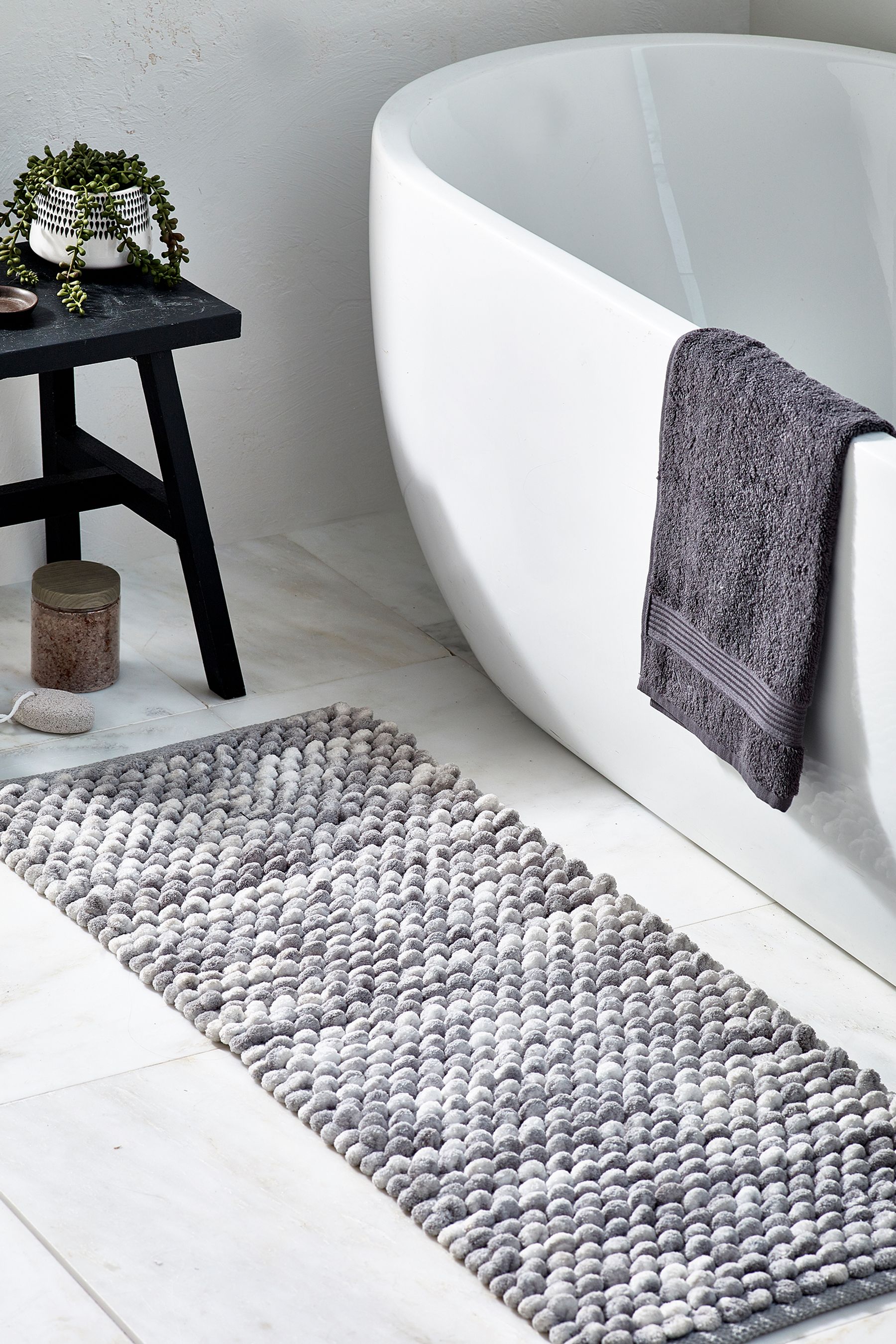 Buy Grey Marl Giant Bobble Runner Bath Mat from the Next UK online