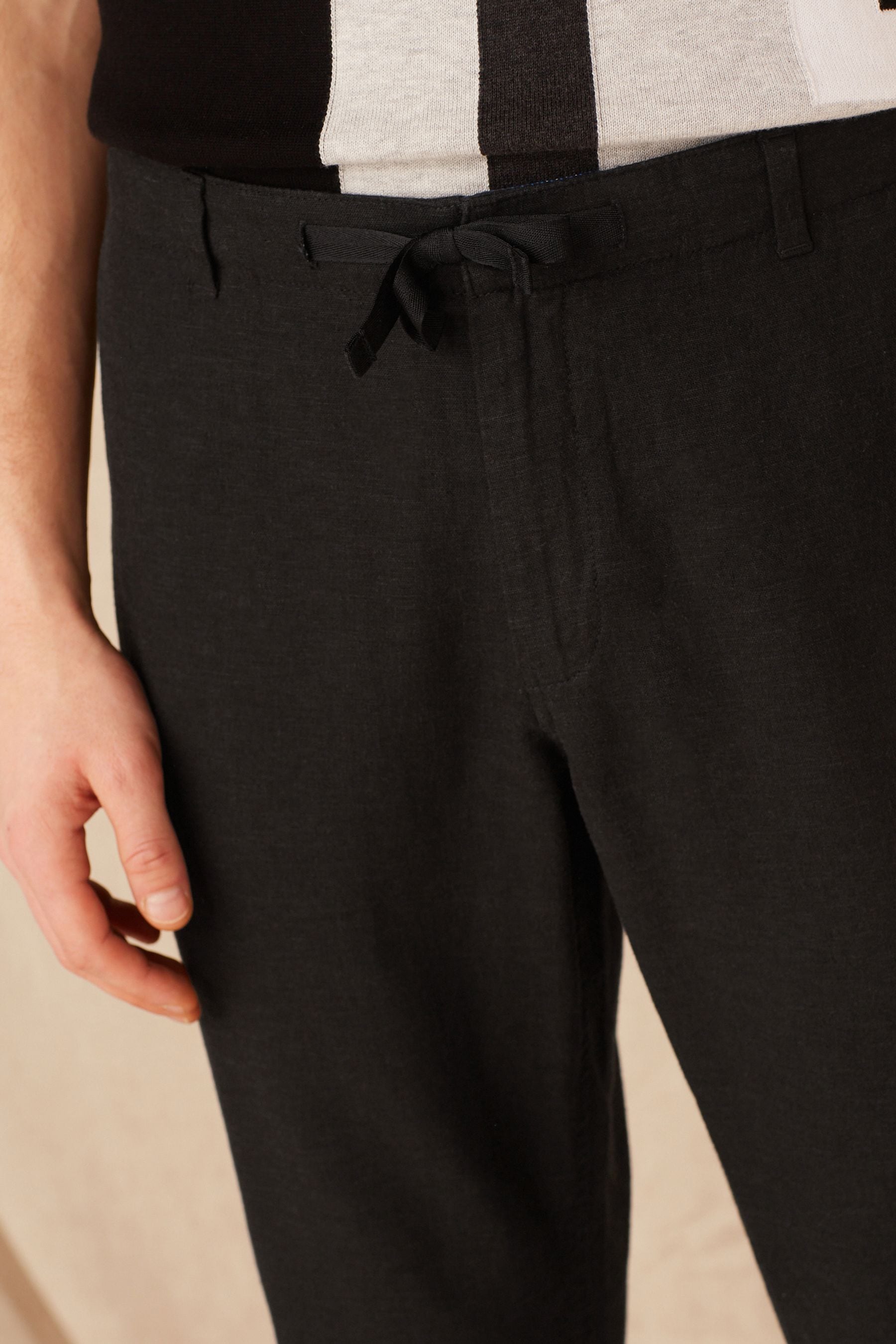 Marks  Spencer Trousers and Pants  Buy Marks  Spencer Black Linen Mix  Wide Leg Drawstring Trousers Online  Nykaa Fashion