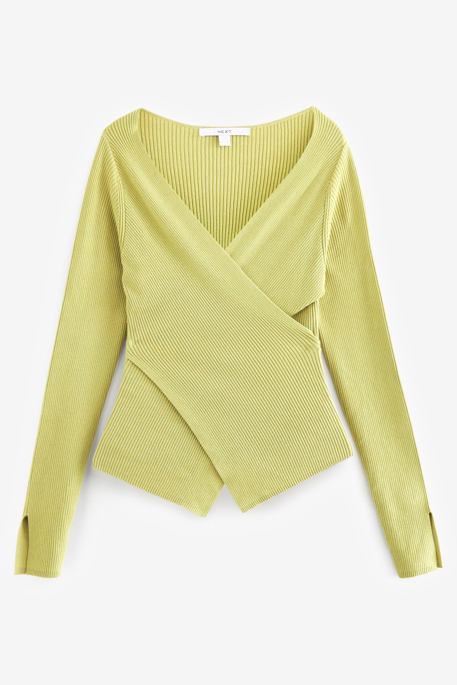 Buy Lime Green Wrap Detail Ribbed Jumper from the Next UK online shop