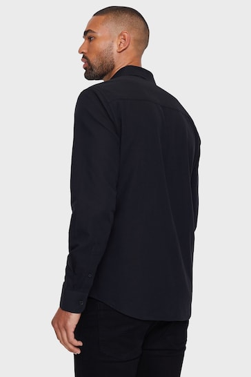 Threadbare Black Oxford Cotton Long Sleeve Shirt