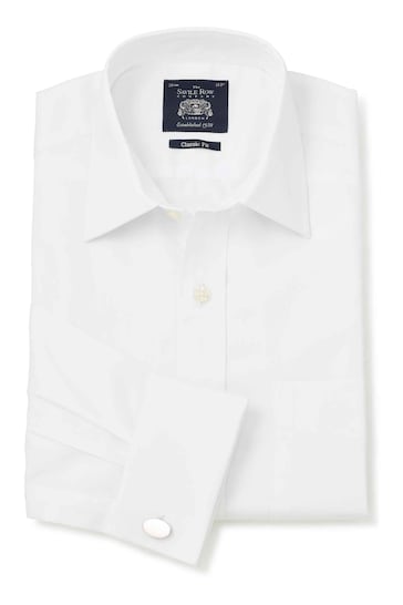 Savile Row Co White Twill Classic Fit Single Cuff Shirt