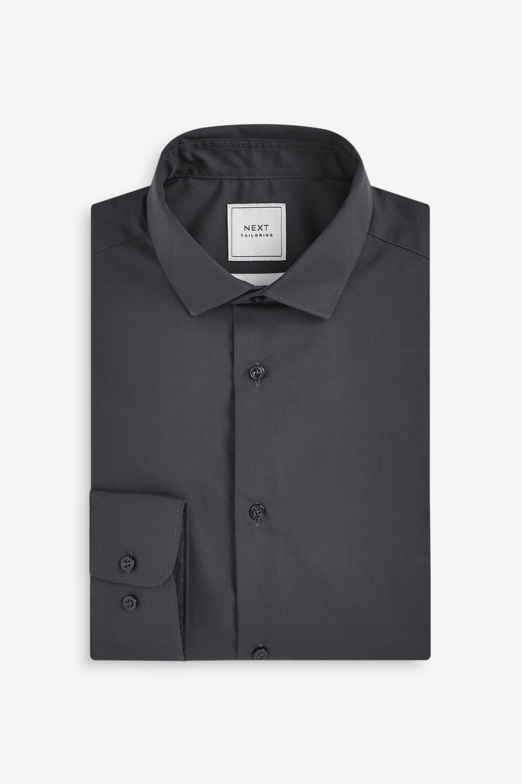 Charcoal Grey Slim Fit Cotton Single Cuff Shirt
