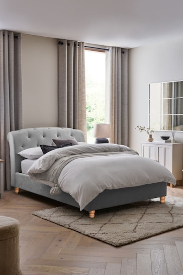Soft Texture Light Grey Hartford Collection Luxe Upholstered Bed Frame