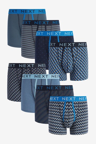Blue Pattern 8 pack A-Front Boxers