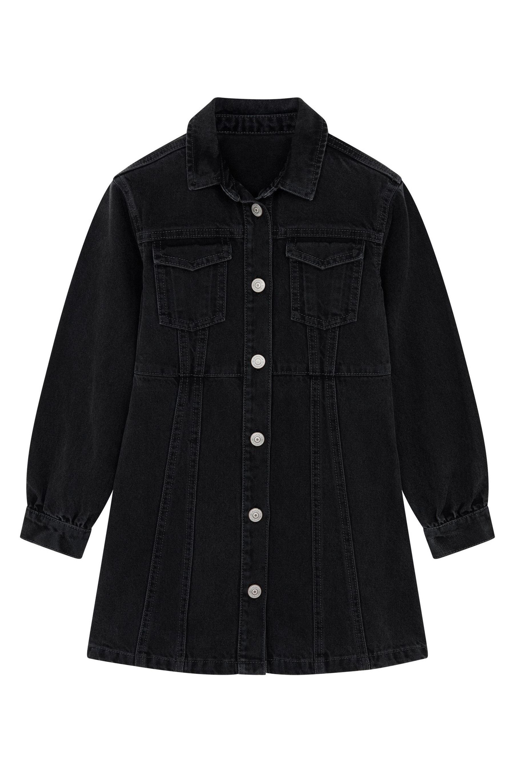 Buy F F 100 Cotton Button Through Denim Black Dress from the Next UK online shop