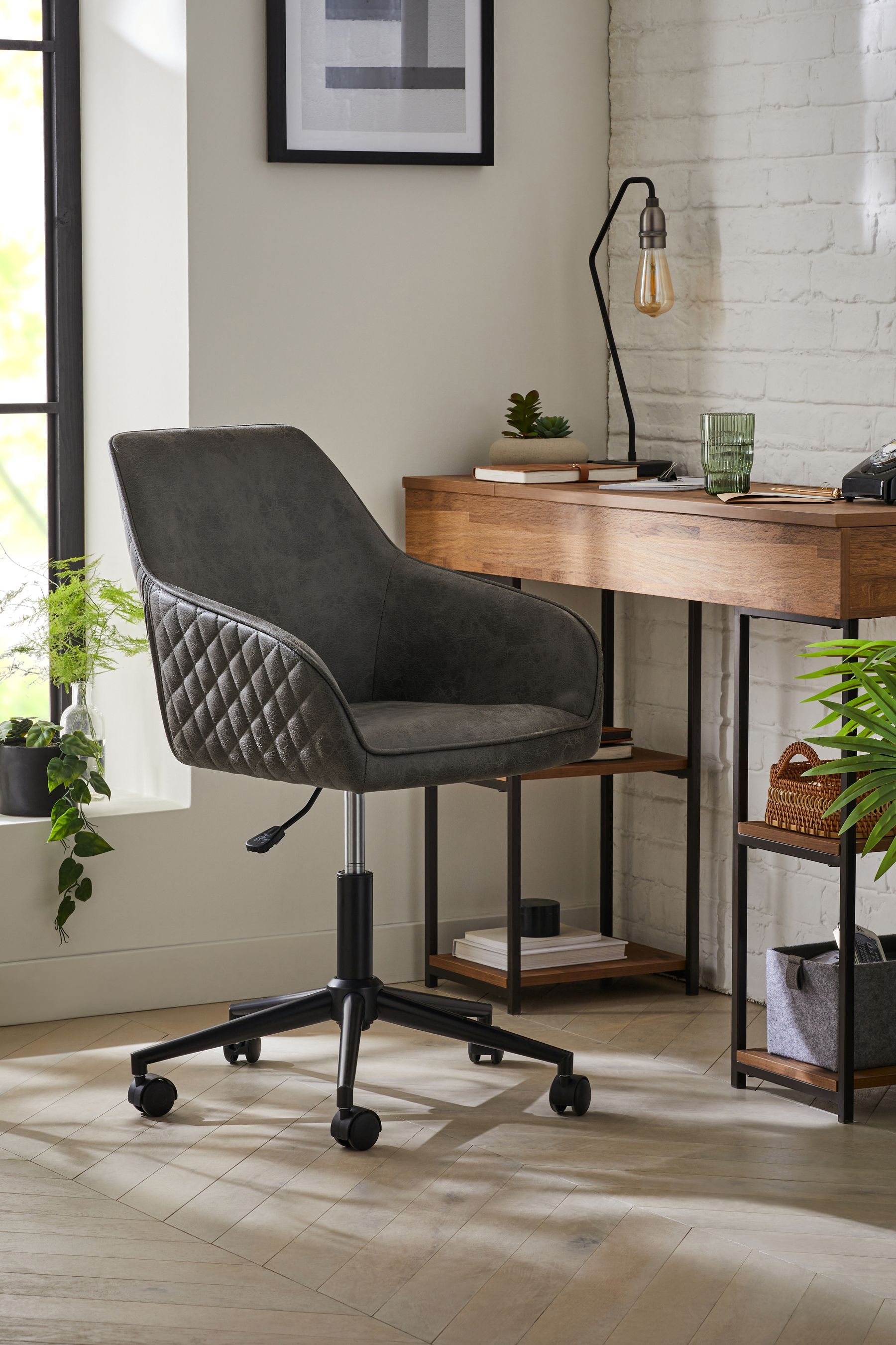 Grey faux sale leather desk chair