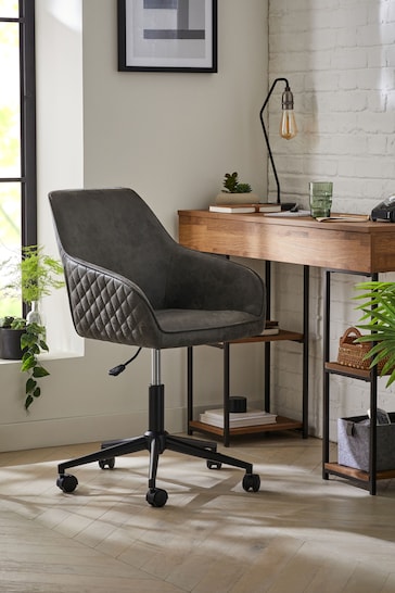 Monza Faux Leather Dark Grey Hamilton Black Leg Office Chair