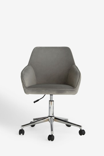 Soft Velvet Mid Grey Hamilton Chrome Leg Office Chair