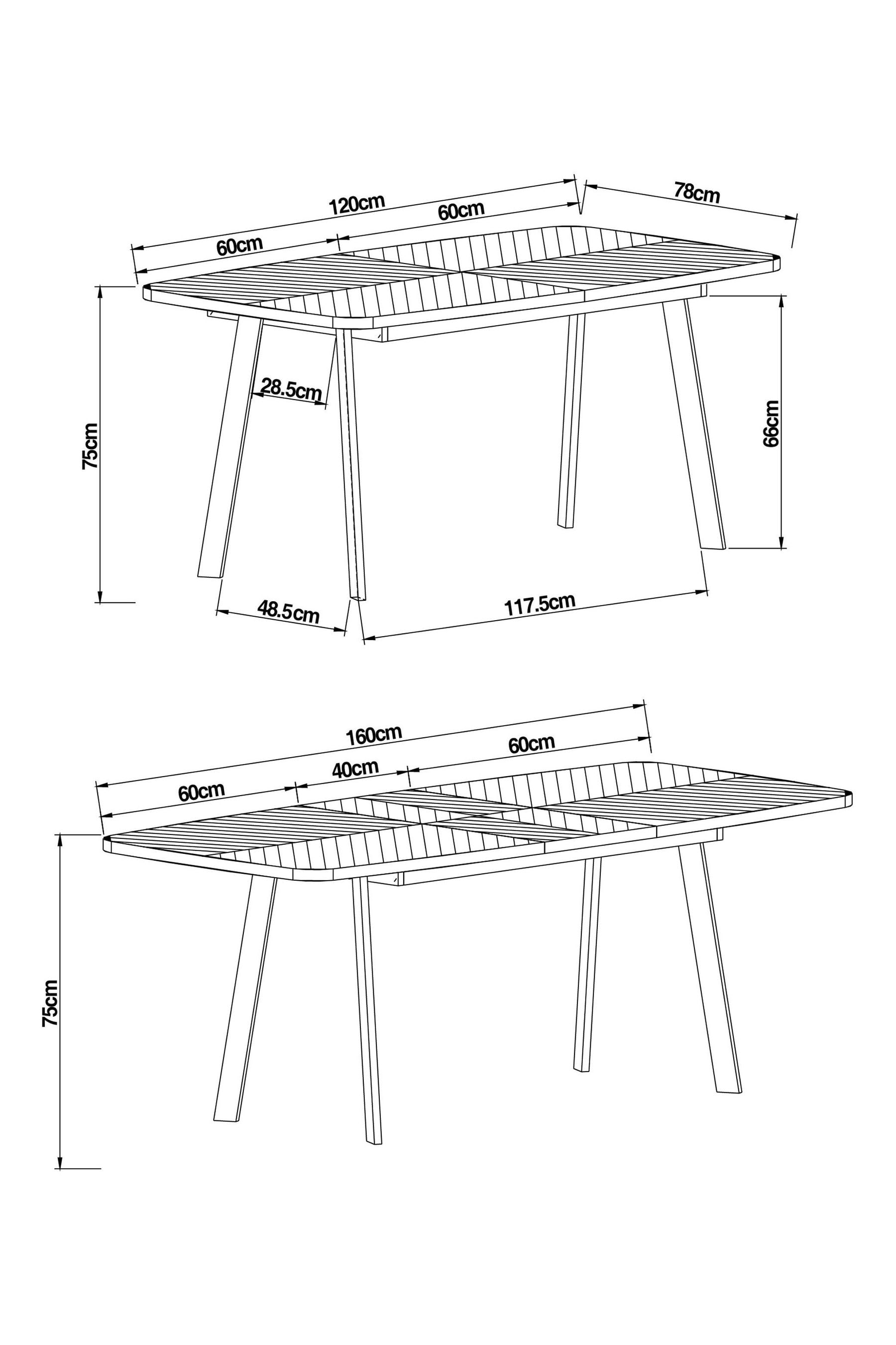 Chevron extending outlet dining table