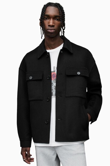 AllSaints Broderick Wool Black Jacket