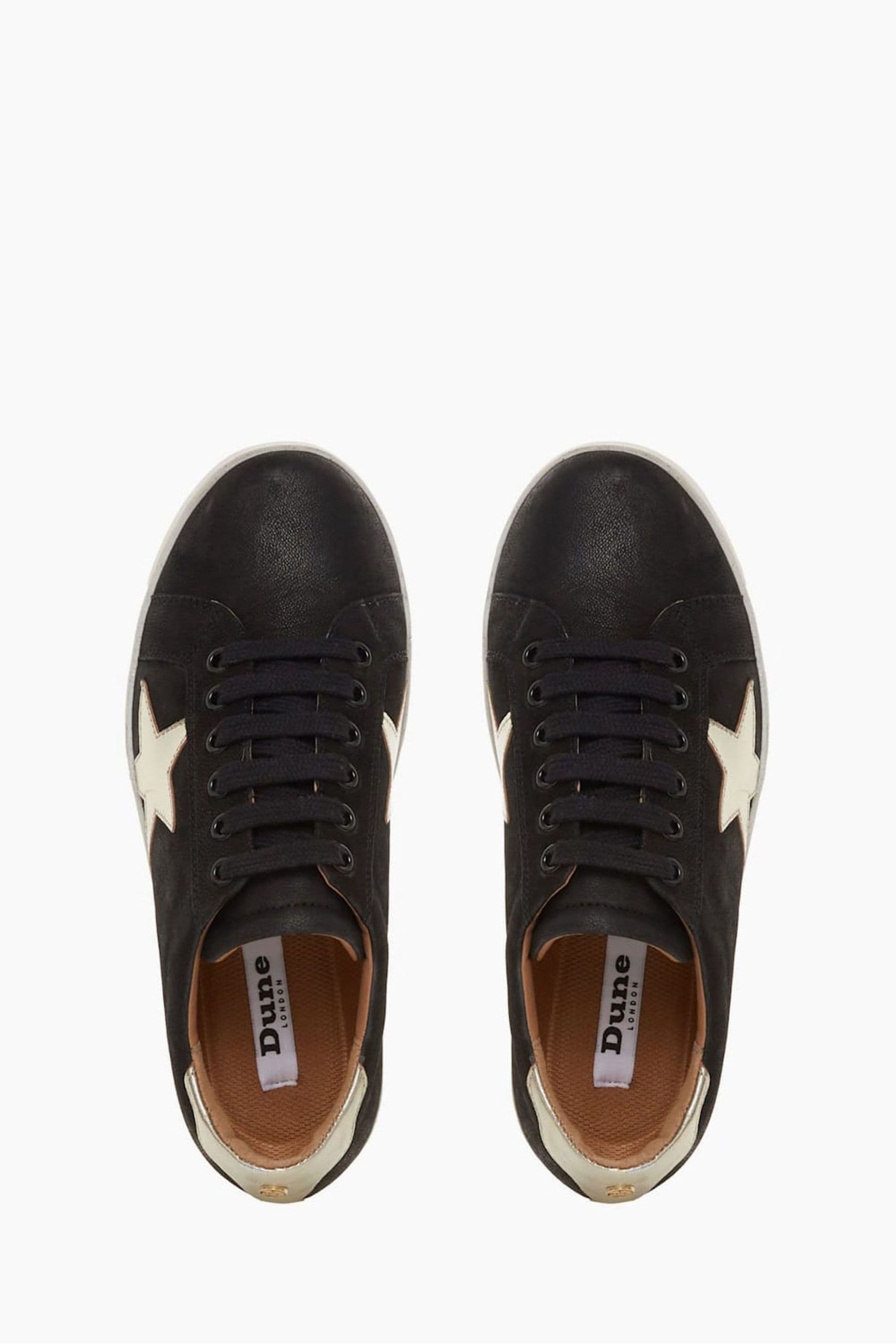 Buy Dune London Edris Star Applique Lace Up Black Trainers from