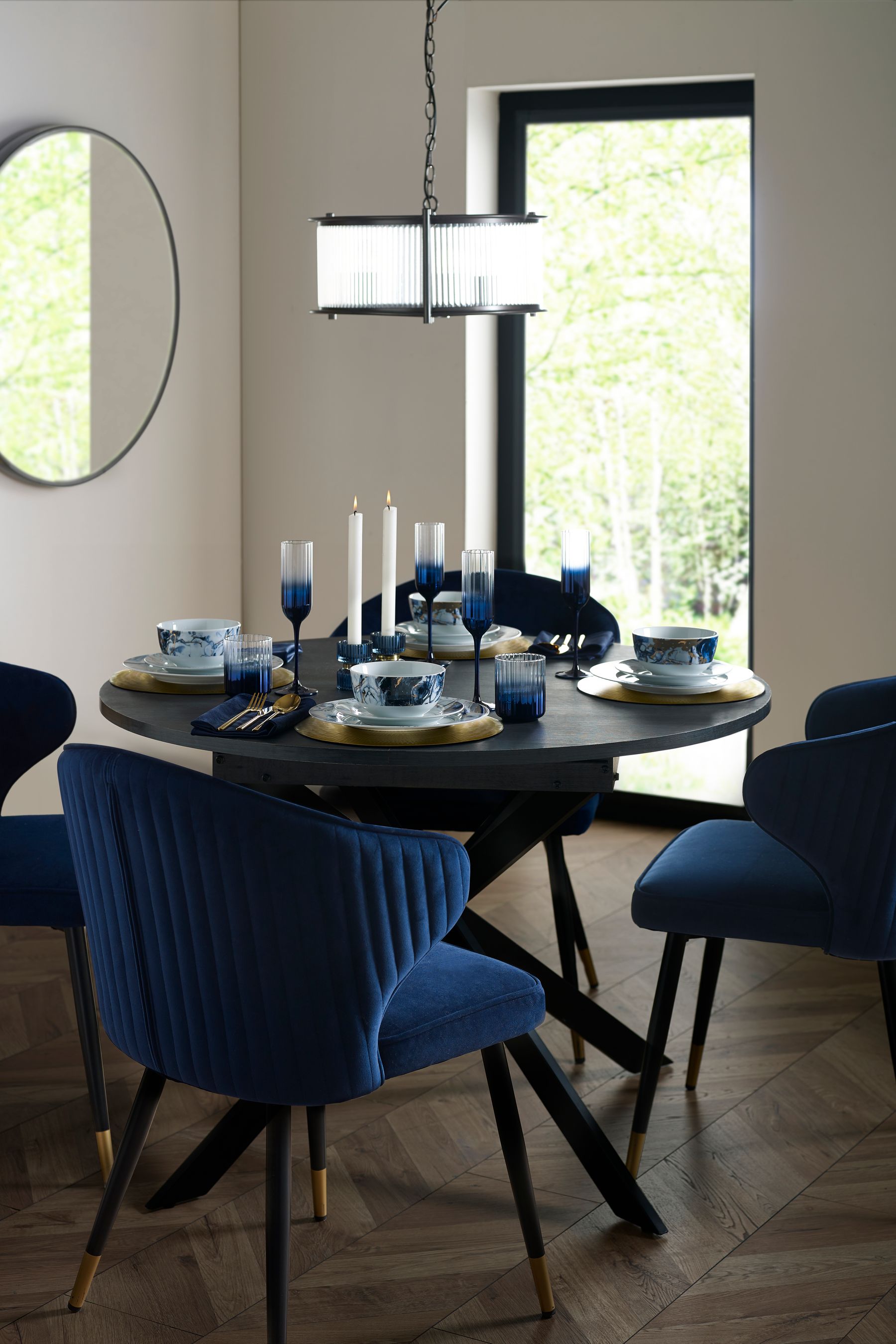 Navy and white dining best sale chairs