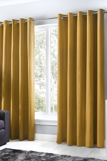 Fusion Yellow Sorbonne Eyelet Curtains