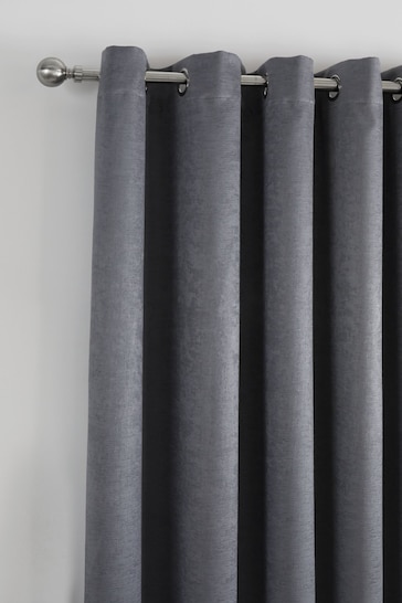 Fusion Grey Strata Dimout Eyelet Curtains