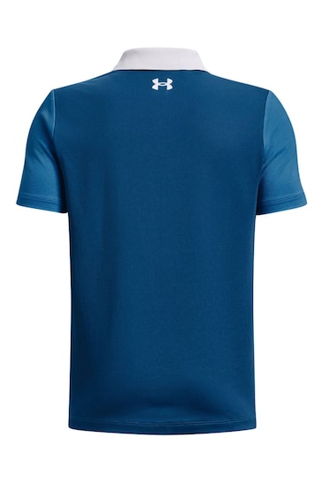 Under Armour Blue/Navy Boys Golf Performance Colourblock Polo Shirt