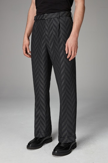 Charcoal Grey EDIT Relaxed Pattern Suit Trousers
