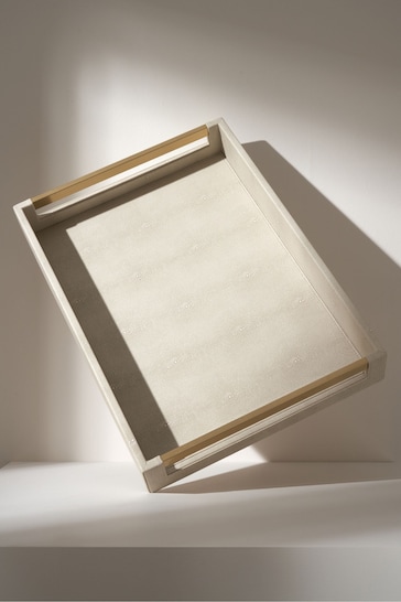 Truly Ivory Cream Luxe Rectangle Shagreen Tray