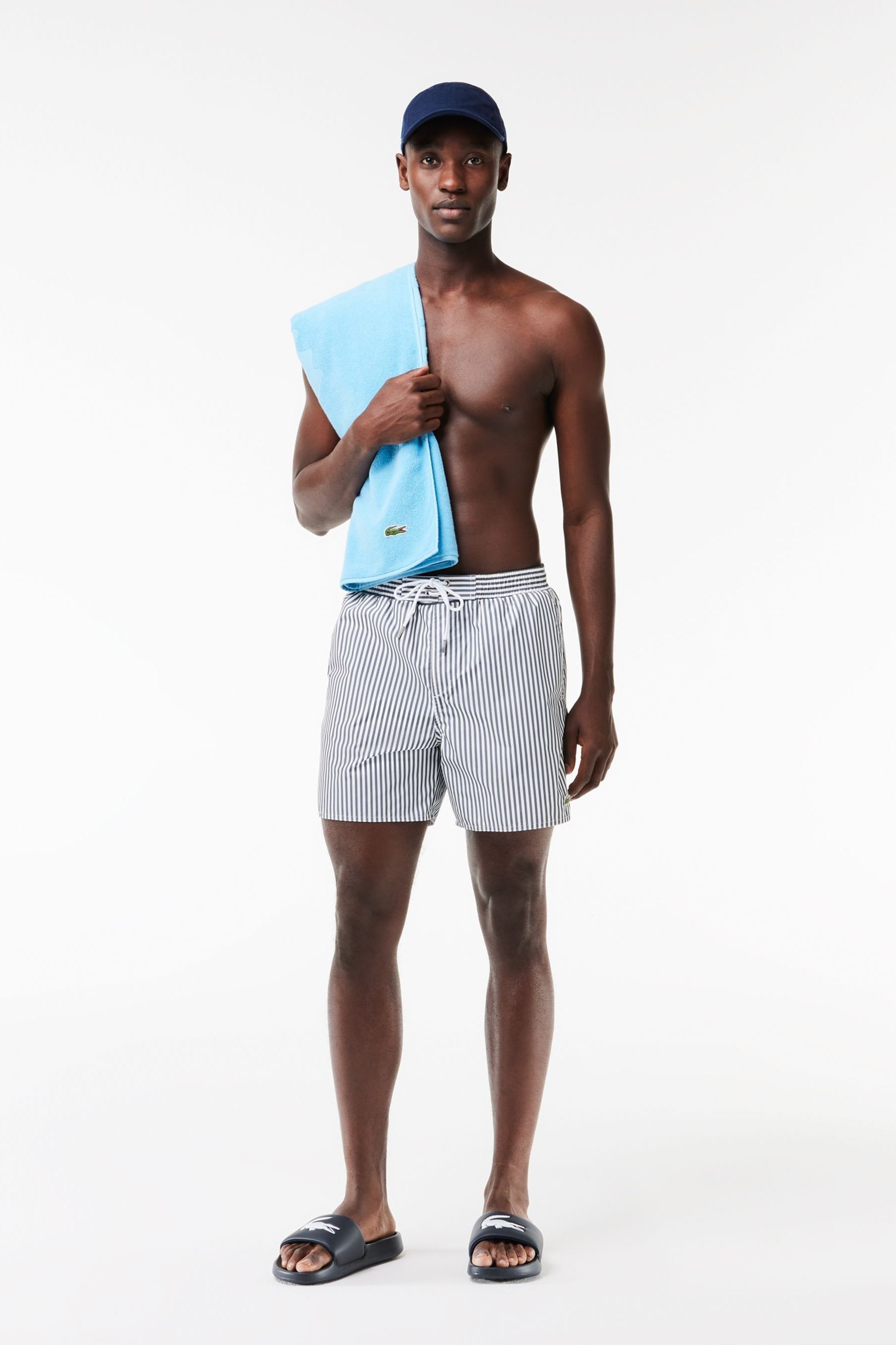 Lacoste striped swim shorts store